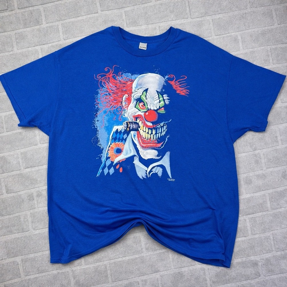 Liquid Blue Evil Clown Shirt Mens 3XL Blue Graphic‎ Horror Tee Streetwear